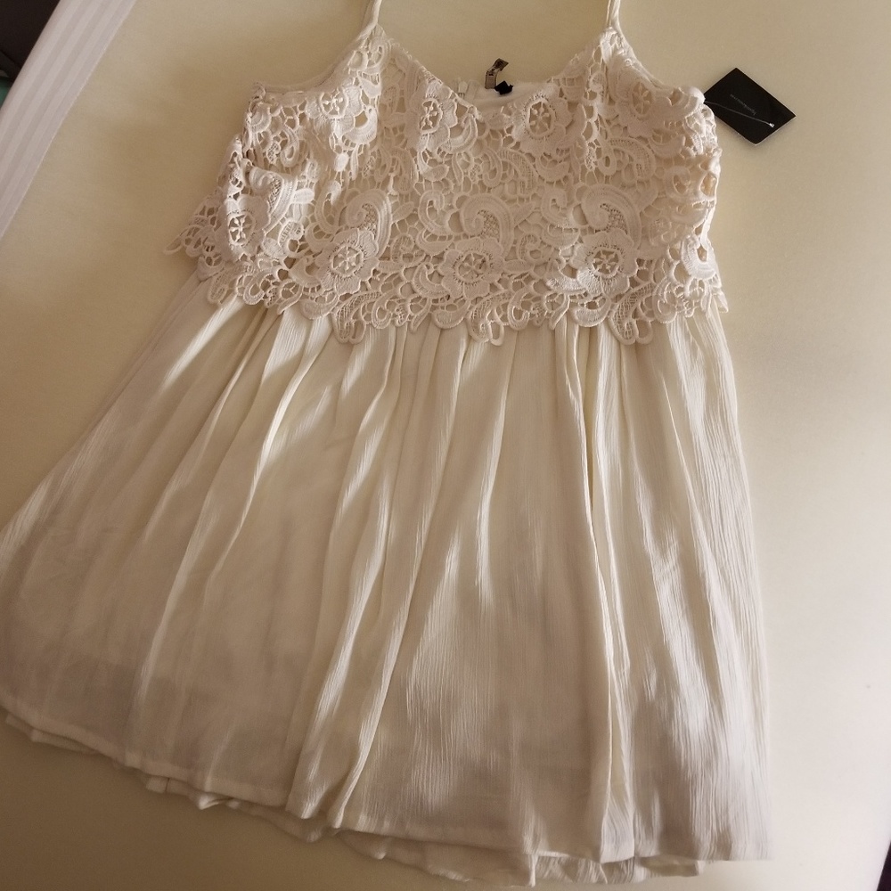 Cream lace knee length dress